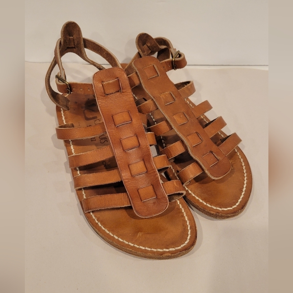 K. Jacques St Tropez Gladiator Sandals Brown Leather Size 36